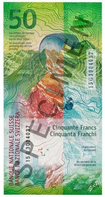 50.- CHF Schweizer Fanken Gleitschirmtaxi